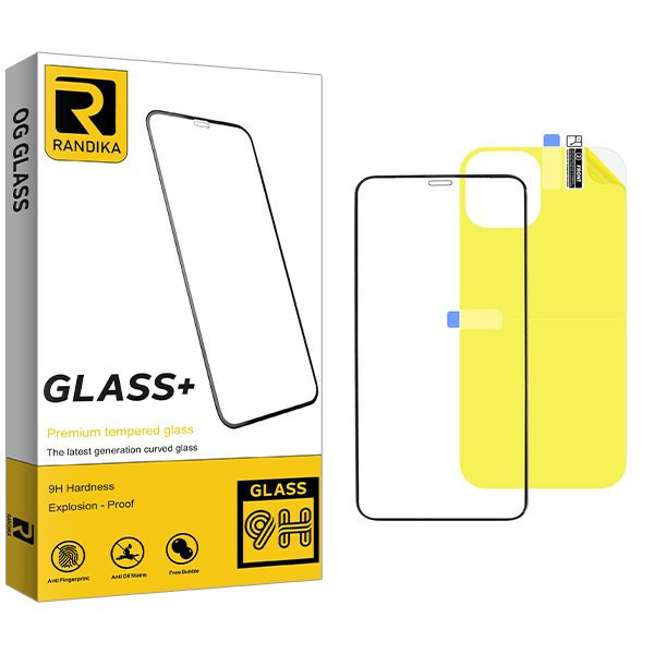 محافظ صفحه نمایش شیشه ای راندیکا مدل RK مناسب برای گوشی موبایل اپل iPhone 12 Pro Max به همراه محافظ پشت گوشی