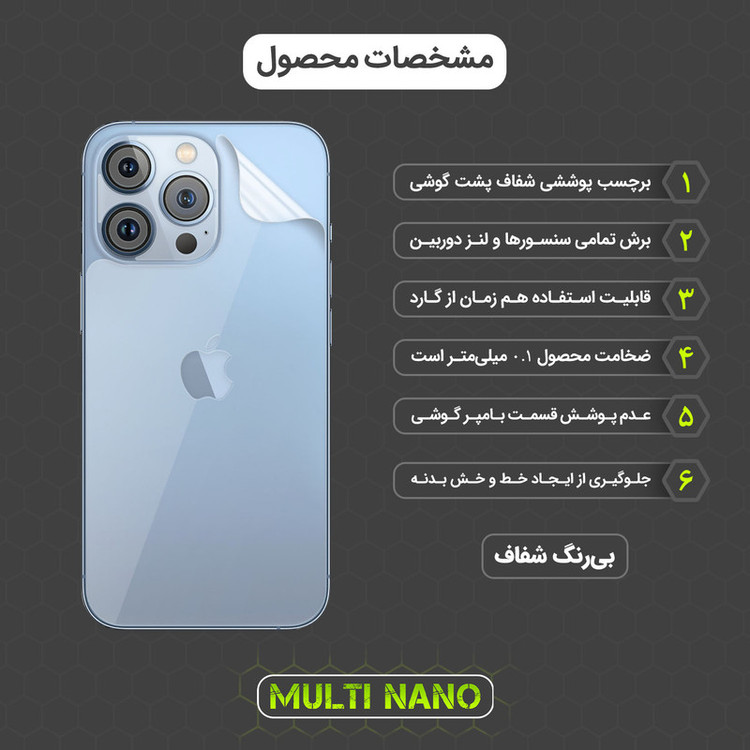 محافظ صفحه نمایش مولتی نانو مدل X-SFT مناسب برای گوشی موبایل اپل iPhone 13 Pro به همراه محافظ پشت