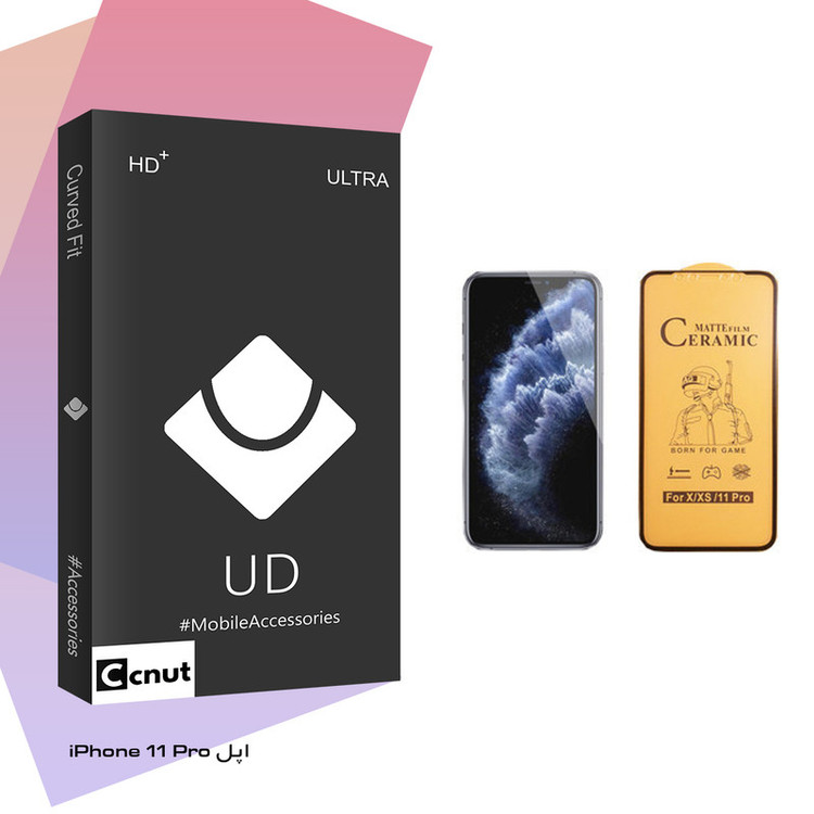 محافظ صفحه نمایش سرامیکی کوکونات مدل UD Black مناسب برای گوشی موبایل اپل iPhone 11 Pro