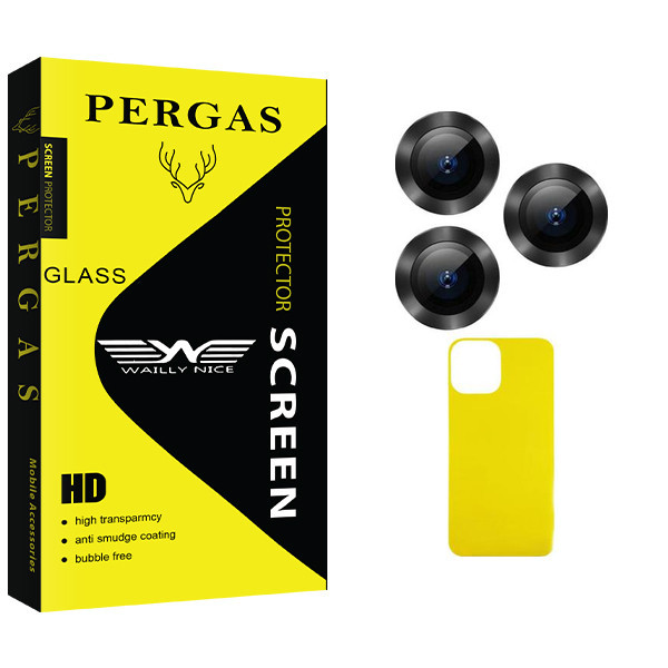محافظ پشت گوشی وایلی نایس مدل Pergas Glass FLL فلزی مناسب برای گوشی موبایل اپل iPhone 13 ProMax به همراه محافظ لنز دوربین