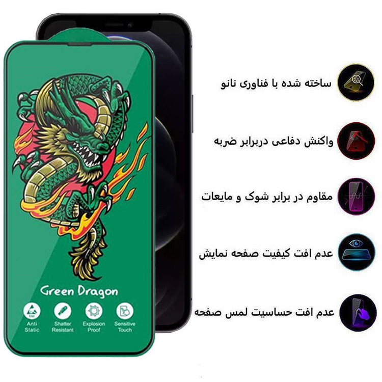 محافظ صفحه نمایش اپیکوی مدل Green Dragon ExplosionProof مناسب برای گوشی موبایل اپل iPhone 12/ 12 Pro