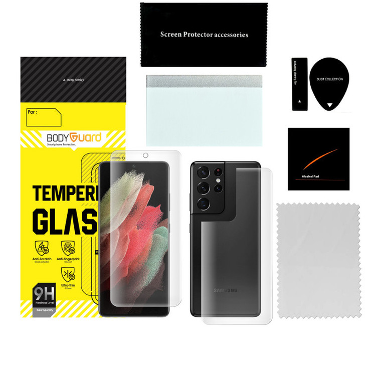 محافظ صفحه نمایش مات بادیگارد مدل HydroGel مناسب برای گوشی موبایل سامسونگ Galaxy S21 Ultra به همراه محافظ پشت گوشی