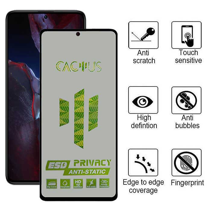 محافظ صفحه نمایش حریم شخصی اِپیکوی D`HARDمدل Cactus-ESD-Privacy مناسب برای گوشی موبایل شیائومی Xiaomi Poco F5 Pro /Poco F5 /Poco F4 GT /Poco F4 /Poco F3 GT / F3