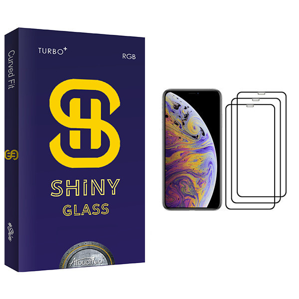 محافظ صفحه نمایش آتوچبو مدل Shiny Glass مناسب برای گوشی موبایل اپل iPhone XS Max بسته سه عددی