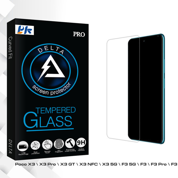 محافظ صفحه نمایش شیشه ای پی کی مدل Delta Glass MIX مناسب برای گوشی موبایل شیائومی Poco X3 \ X3 Pro \ X3 GT \ X3 NFC \ X3 5G \ F3 5G \ F3 \ F3 Pro \ F3 NFC