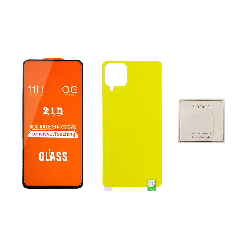 محافظ صفحه نمایش و پشت گوشی مدل FL21 BP 01pl مناسب برای گوشی موبایل سامسونگ Galaxy A12 به همراه محافظ لنز