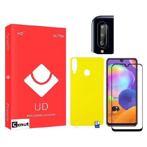 محافظ صفحه نمایش کوکونات مدل FUL مناسب برای گوشی موبایل سامسونگ Galaxy A20s به همراه محافظ پشت گوشی و محافظ لنز دوربین