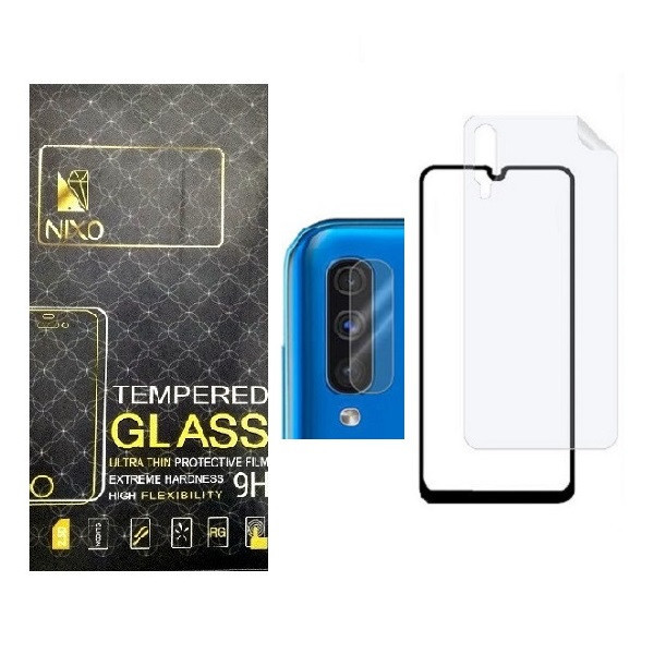 محافظ صفحه نمایش نیکسو مدل FUL مناسب برای گوشی موبایل سامسونگ Galaxy A50 به همراه محافظ پشت گوشی و محافظ لنز دوربین