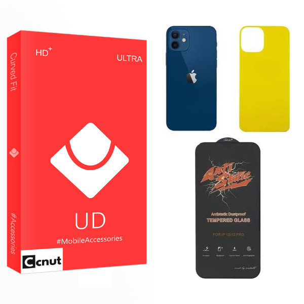 محافظ صفحه نمایش کوکونات مدل UD ANTI-STATIC مناسب برای گوشی موبایل اپل iPhone 12 به همراه محافظ پشت گوشی