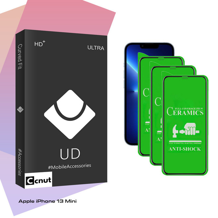 محافظ صفحه نمایش سرامیکی کوکونات مدل UD Black مناسب برای گوشی موبایل اپل iPhone 13 Mini بسته سه عددی