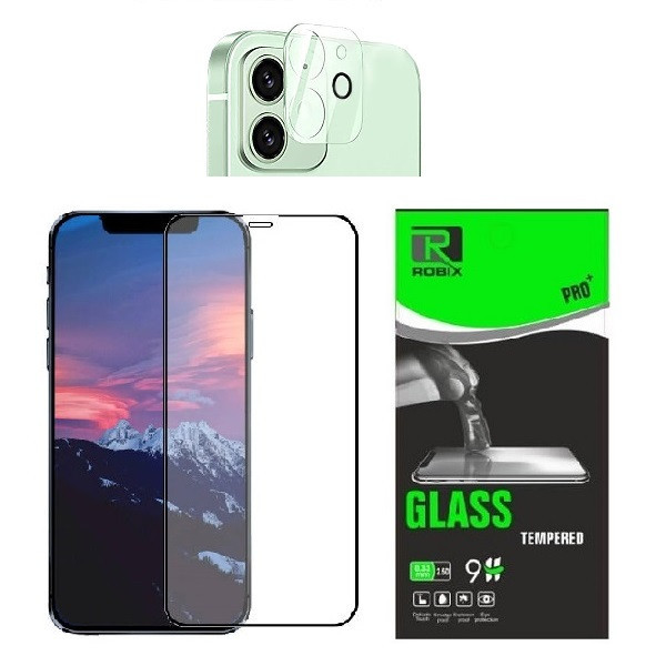 محافظ صفحه نمایش روبیکس مدل FL-IP12 mini مناسب برای گوشی موبایل اپل iphone 12mini به همراه محافظ لنز دوربین