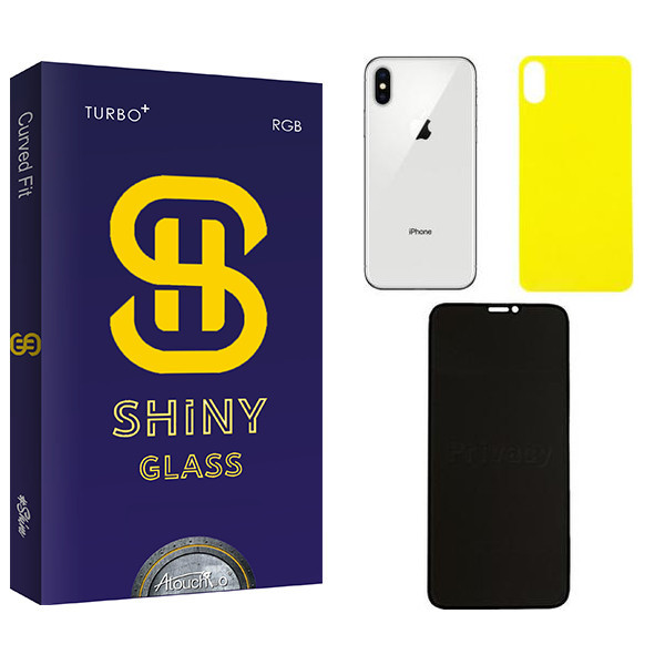 محافظ صفحه نمایش حریم شخصی آتوچبو مدل Shiny مناسب برای گوشی موبایل اپل iPhone X به همراه محافظ پشت گوشی