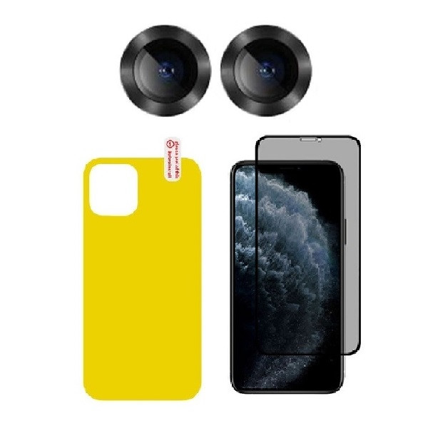 محافظ صفحه نمایش حریم شخصی مدل PSP مناسب برای گوشی موبایل اپل iPhone 11 به همراه محافظ پشت گوشی و محافظ لنز دوربین