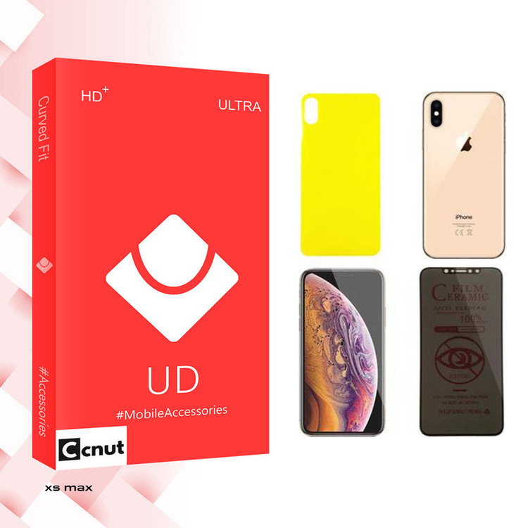 محافظ صفحه نمایش حریم شخصی کوکونات مدل UD مناسب برای گوشی موبایل اپل iPhone XS Max به همراه محافظ پشت گوشی