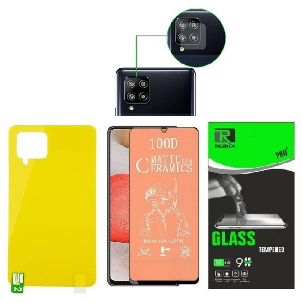 محافظ صفحه نمایش مات روبیکس مدل CR-A42 مناسب برای گوشی موبایل سامسونگ Galaxy A42 به همراه محافظ لنز دوربین و محافظ پشت گوشی