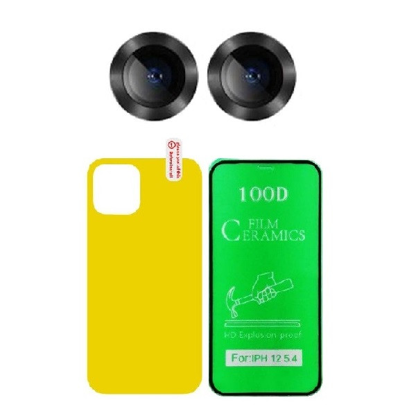 محافظ صفحه نمایش سرامیکی مدل 2CRN مناسب برای گوشی موبایل اپل iPhone 12 mini به همراه محافظ پشت گوشی و محافظ لنز دوربین