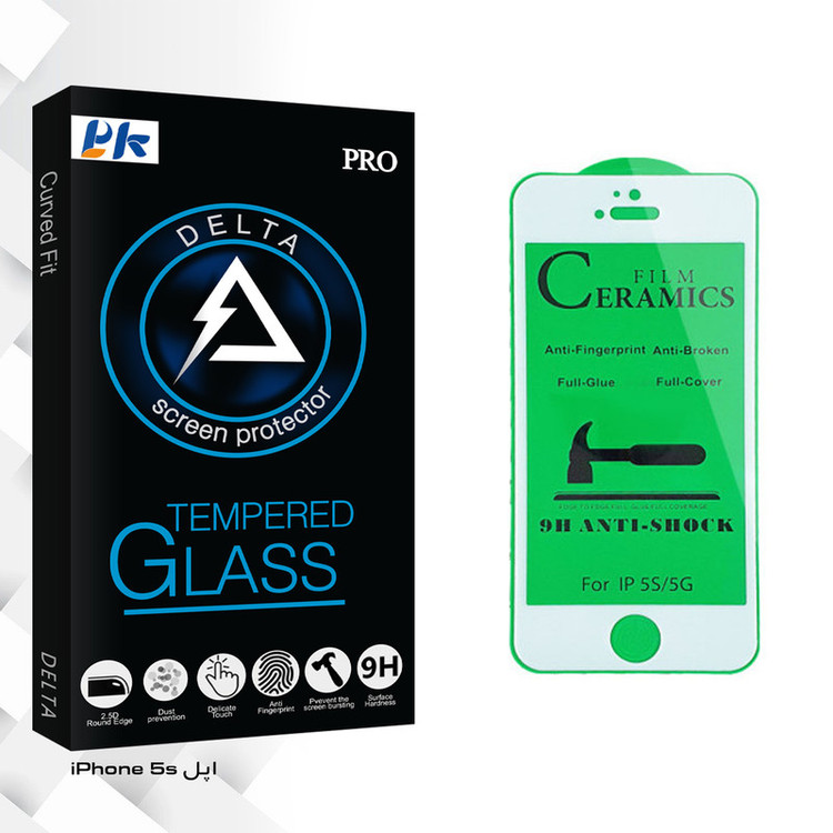 محافظ صفحه نمایش سرامیکی پی کی مدل Delta Glass مناسب برای گوشی موبایل اپل iPhone 5s