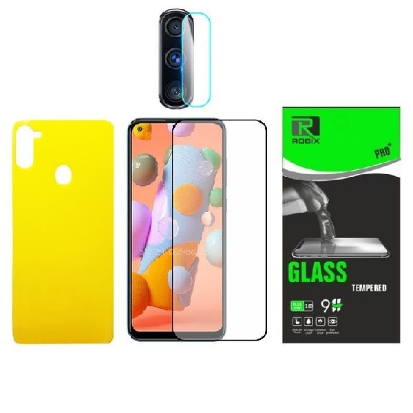محافظ صفحه نمایش روبیکس مدل FL-A11 مناسب برای گوشی موبایل سامسونگ Galaxy A11 به همراه محافظ لنز دوربین و محافظ پشت گوشی