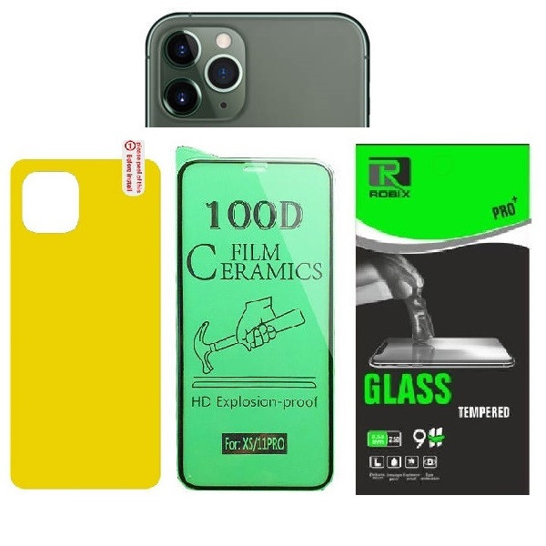 محافظ صفحه نمایش روبیکس مدل CR-IP11pro مناسب برای گوشی موبایل اپل iphone 11Pro به همراه محافظ لنز دوربین و محافظ پشت گوشی