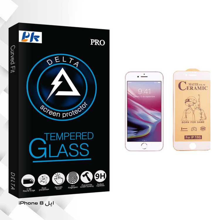 محافظ صفحه نمایش سرامیکی پی کی مدل Delta Glass مناسب برای گوشی موبایل اپل iPhone 8