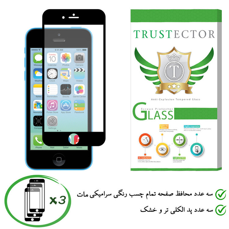 محافظ صفحه نمایش سرامیکی تراستکتور مدل CMT مناسب برای گوشی موبایل اپل iPhone 5 بسته 3 عددی