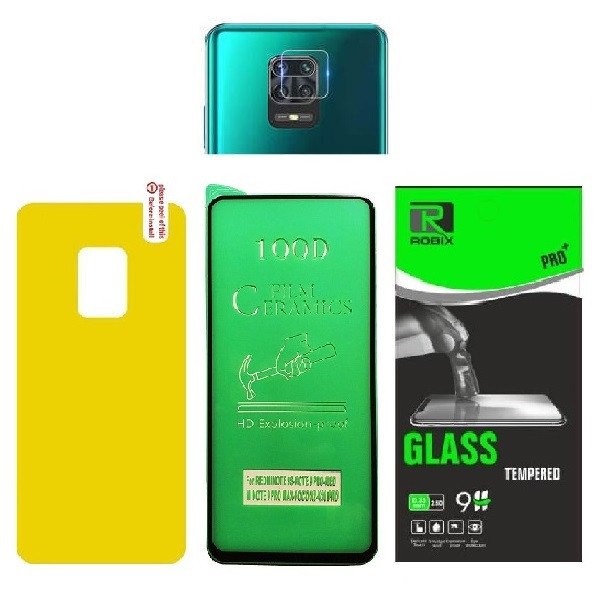 محافظ صفحه نمایش وپشت گوشی روبیکس مدلCR-Note9Proمناسب برای گوشی موبایل شیائومی Redmi Note 9 Pro به همراه محافظ لنز دوربین
