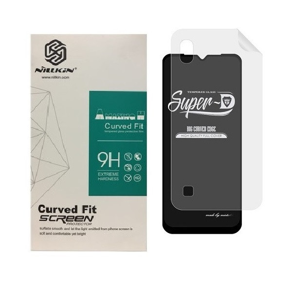محافظ صفحه نمایش مدل 2SN-Glass مناسب برای گوشی موبایل Galaxy A10 به همراه محافظ پشت گوشی