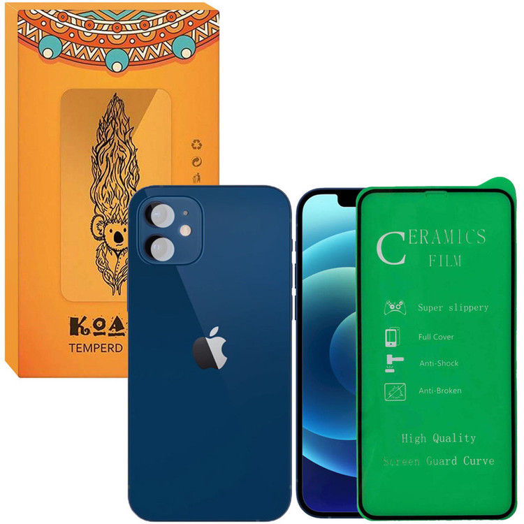 محافظ صفحه نمایش نانو کوالا مدل CER-04 مناسب برای گوشی موبایل اپل iPhone 12 Mini به همراه محافظ لنز دوربین
