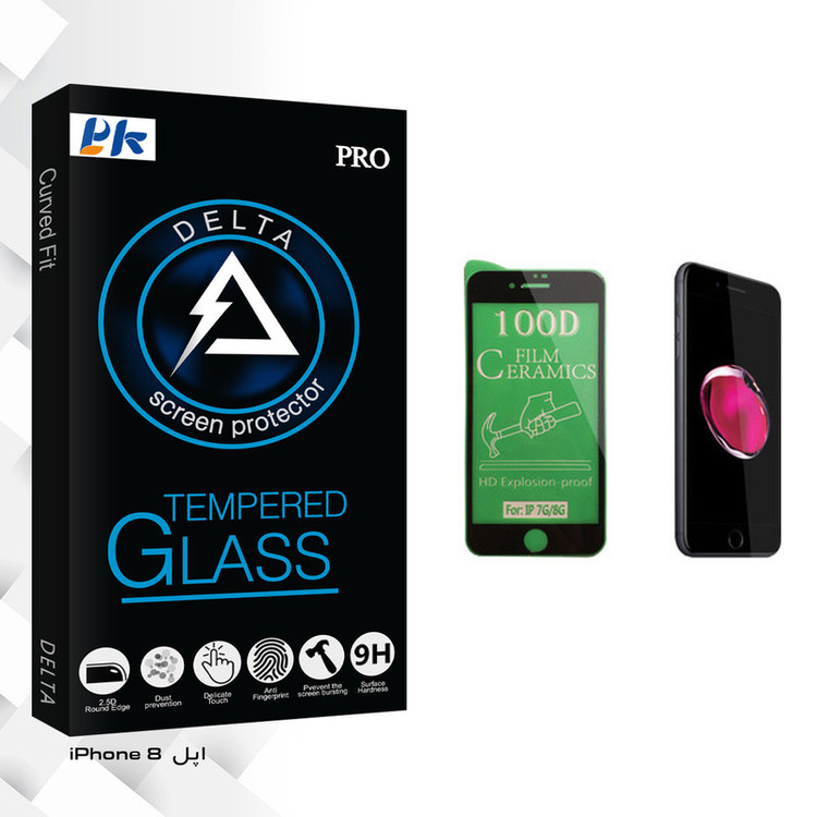 محافظ صفحه نمایش سرامیکی پی کی مدل Delta Glass مناسب برای گوشی موبایل اپل iPhone 8