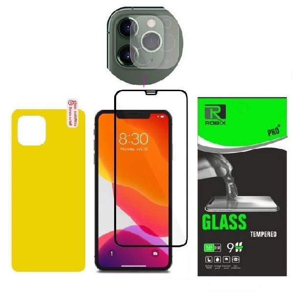 محافظ صفحه نمایش روبیکس مدل FL-IP مناسب برای گوشی موبایل اپل iphone 11Promax به همراه محافظ لنز دوربین ومحافظ پشت گوشی
