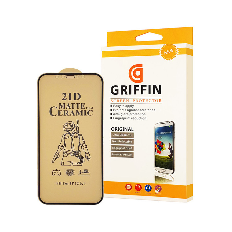 محافظ صفحه نمایش سرامیکی مات گریفین مدل FLCRM GN mo مناسب برای گوشی موبایل اپل iPhone 12