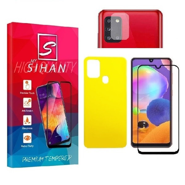 محافظ صفحه نمایش مای سیحان مدل FUL مناسب برای گوشی موبایل سامسونگ Galaxy A21S به همراه محافظ پشت گوشی و محافظ لنز دوربین