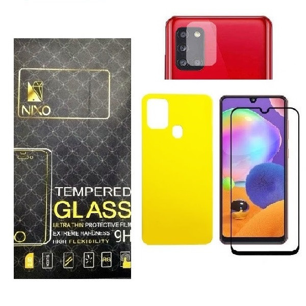 محافظ صفحه نمایش نیکسو مدل FUL مناسب برای گوشی موبایل سامسونگ Galaxy A21S به همراه محافظ پشت گوشی و محافظ لنز دوربین