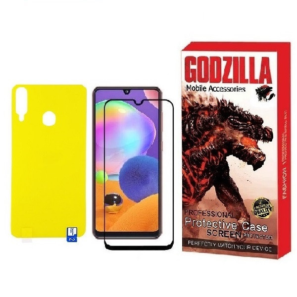 محافظ صفحه نمایش گودزیلا مدل FUL مناسب برای گوشی موبایل سامسونگ Galaxy A20s به همراه محافظ پشت گوشی