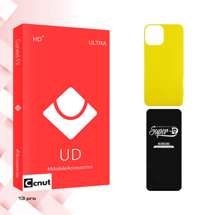 محافظ صفحه نمایش کوکونات مدل UD Super-D مناسب برای گوشی موبایل اپل iPhone 13 pro به همراه محافظ پشت گوشی
