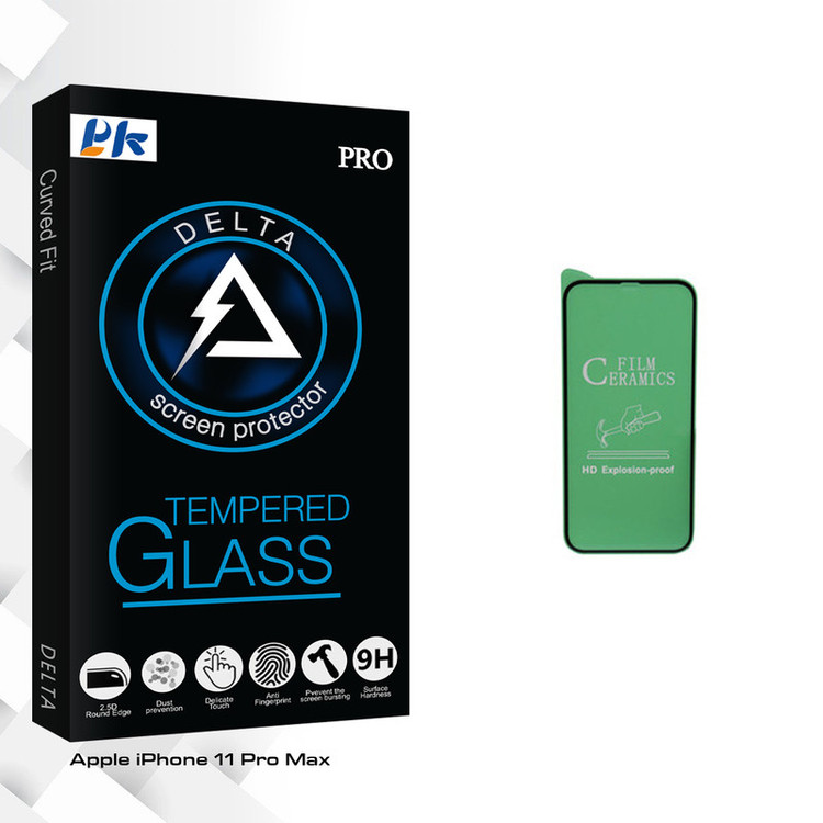 محافظ صفحه نمایش سرامیکی پی کی مدل Delta Glass مناسب برای گوشی موبایل اپل iPhone 11 Pro Max