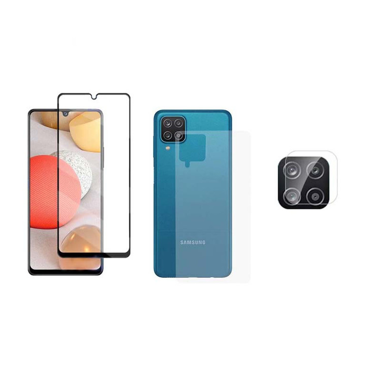 محافظ صفحه نمایش سرامیکی و پشت گوشی مدل CRG LP BPto مناسب برای گوشی موبایل سامسونگ Galaxy A12 به همراه محافظ لنز دوربین