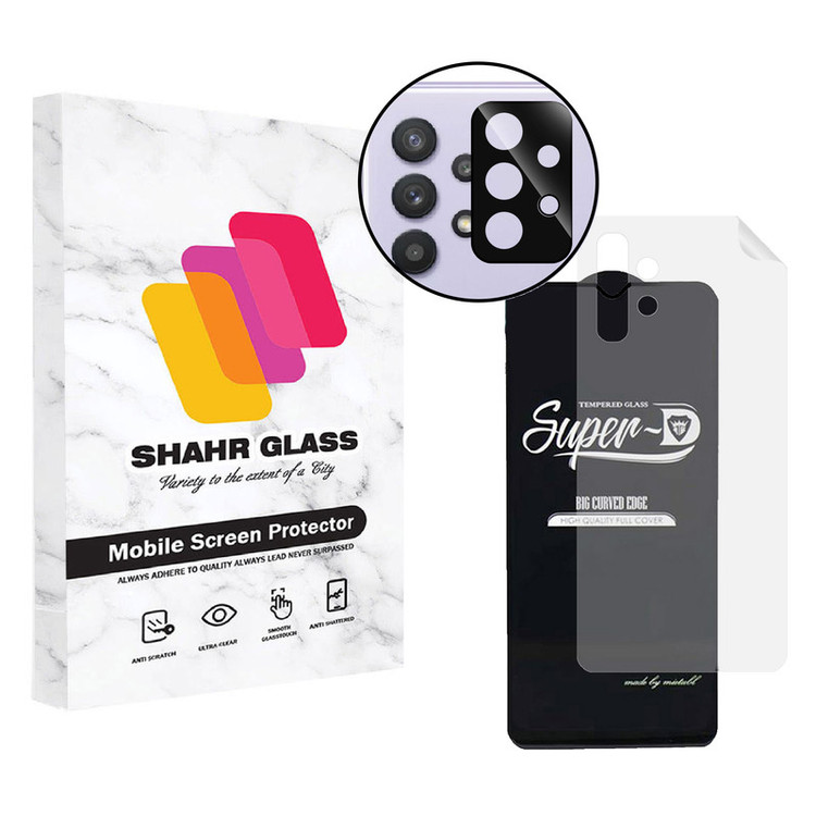 محافظ صفحه نمایش شهر گلس مدل 3SNF-Glass مناسب برای گوشی موبایل سامسونگ Galaxy A32 5G به همراه محافظ پشت گوشی و محافظ لنز دوربین