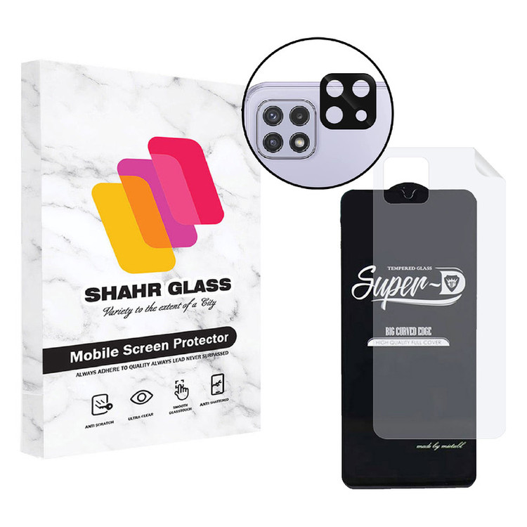 محافظ صفحه نمایش شهر گلس مدل 3SNF-Glass مناسب برای گوشی موبایل سامسونگ Galaxy A22 5G به همراه محافظ پشت گوشی و محافظ لنز دوربین