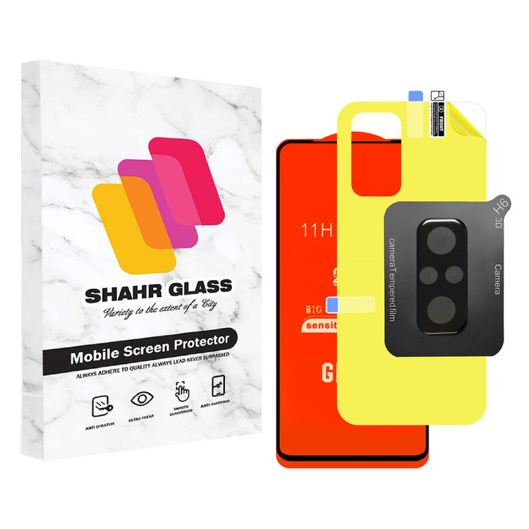 محافظ صفحه نمایش شهر گلس مدل 3FNF مناسب برای گوشی موبایل شیائومی Redmi Note 10 Pro / Note 10 Pro Max به همراه محافظ پشت گوشی و محافظ لنز دوربین