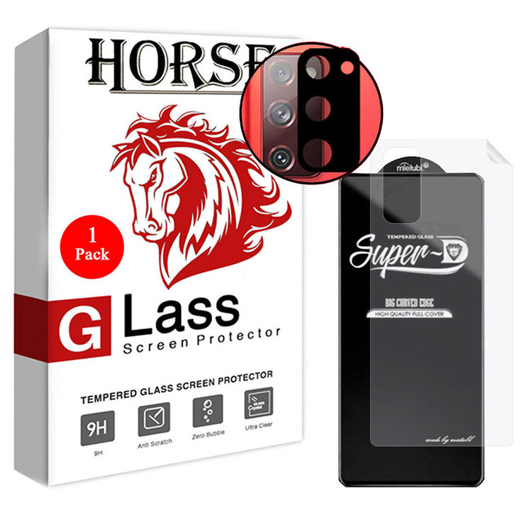 محافظ صفحه نمایش هورس مدل 3SNF-Glass مناسب برای گوشی موبایل سامسونگ Galaxy S20 FE 2022 به همراه محافظ پشت گوشی و محافظ لنز دوربین