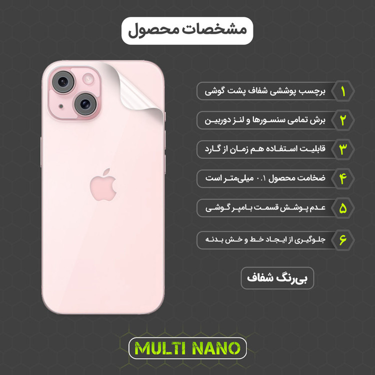محافظ صفحه نمایش مولتی نانو مدل X-SFT مناسب برای گوشی موبایل اپل iPhone 15 به همراه محافظ پشت