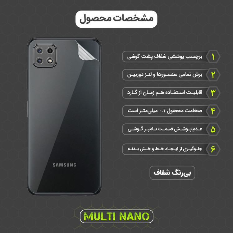 محافظ صفحه نمایش مولتی نانو مدل X-SFT مناسب برای گوشی موبایل سامسونگ Galaxy A22 5G به همراه محافظ پشت