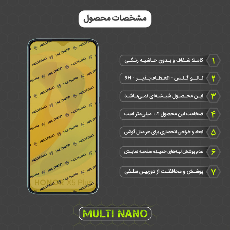 محافظ صفحه نمایش مولتی نانو مدل X-SFT مناسب برای گوشی موبایل آنر X5 Plus به همراه محافظ پشت