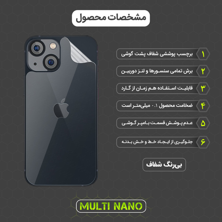 محافظ صفحه نمایش مولتی نانو مدل X-SFT مناسب برای گوشی موبایل اپل iPhone 13 Mini به همراه محافظ پشت