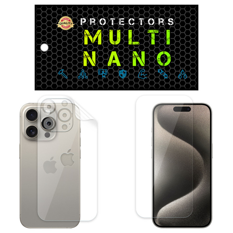محافظ صفحه نمایش مولتی نانو مدل X-SFT مناسب برای گوشی موبایل اپل iPhone 15 Pro به همراه محافظ پشت گوشی