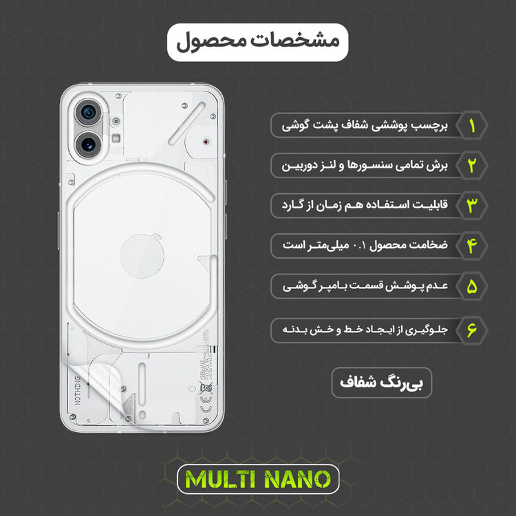 محافظ صفحه نمایش مولتی نانو مدل X-SFT مناسب برای گوشی موبایل ناتینگ Phone 1 به همراه محافظ پشت