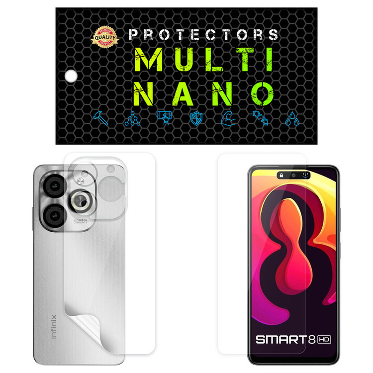 محافظ صفحه نمایش مولتی نانو مدل X-SFT مناسب برای گوشی موبایل انفینیکس Smart 8 HD به همراه محافظ پشت گوشی