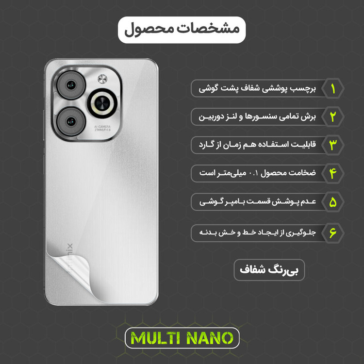 محافظ صفحه نمایش مولتی نانو مدل X-SFT مناسب برای گوشی موبایل انفینیکس Smart 8 HD به همراه محافظ پشت گوشی