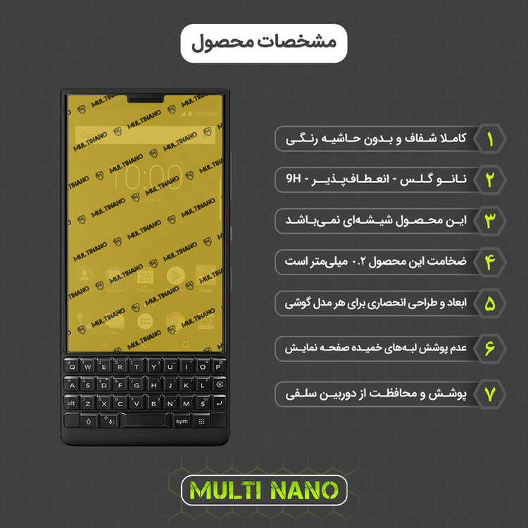 محافظ صفحه نمایش مولتی نانو مدل X-SFG مناسب برای گوشی موبایل بلک بری Key 2 به همراه برچسب پوششی